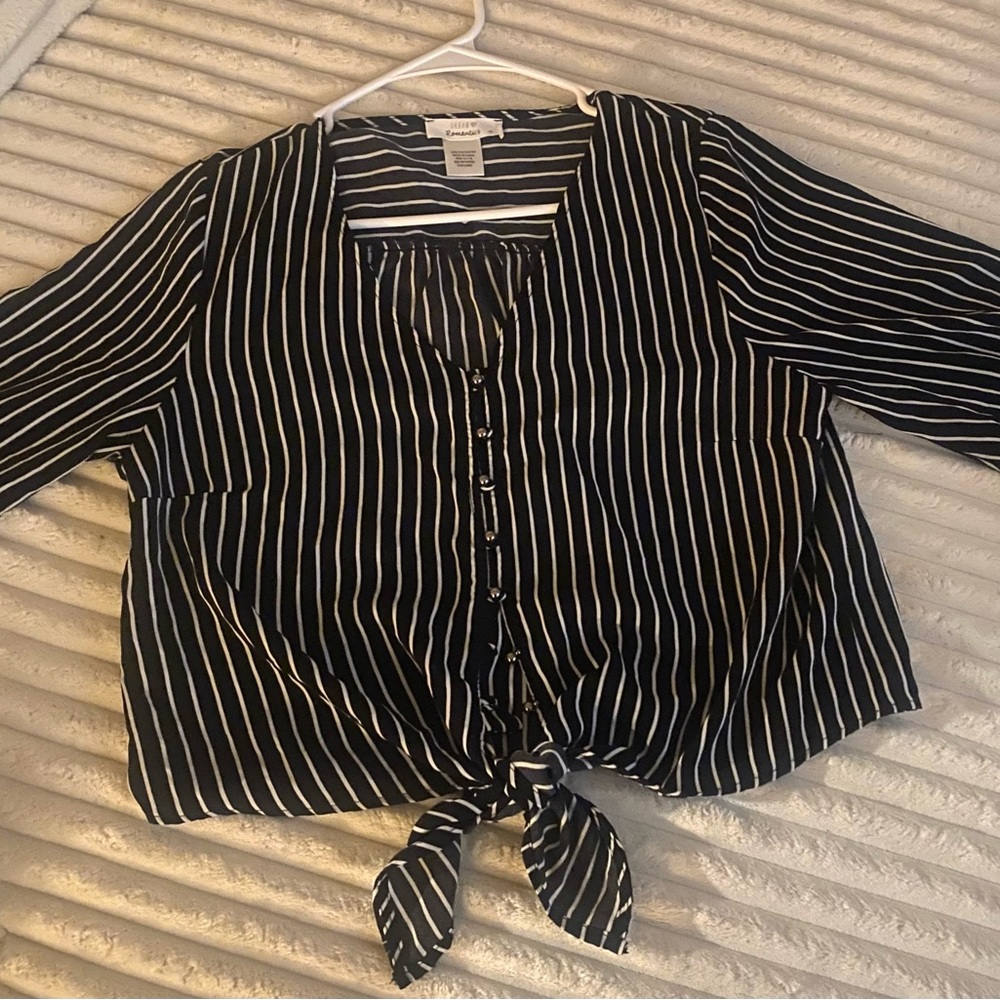 Universal Thread Black and White Striped Blouse